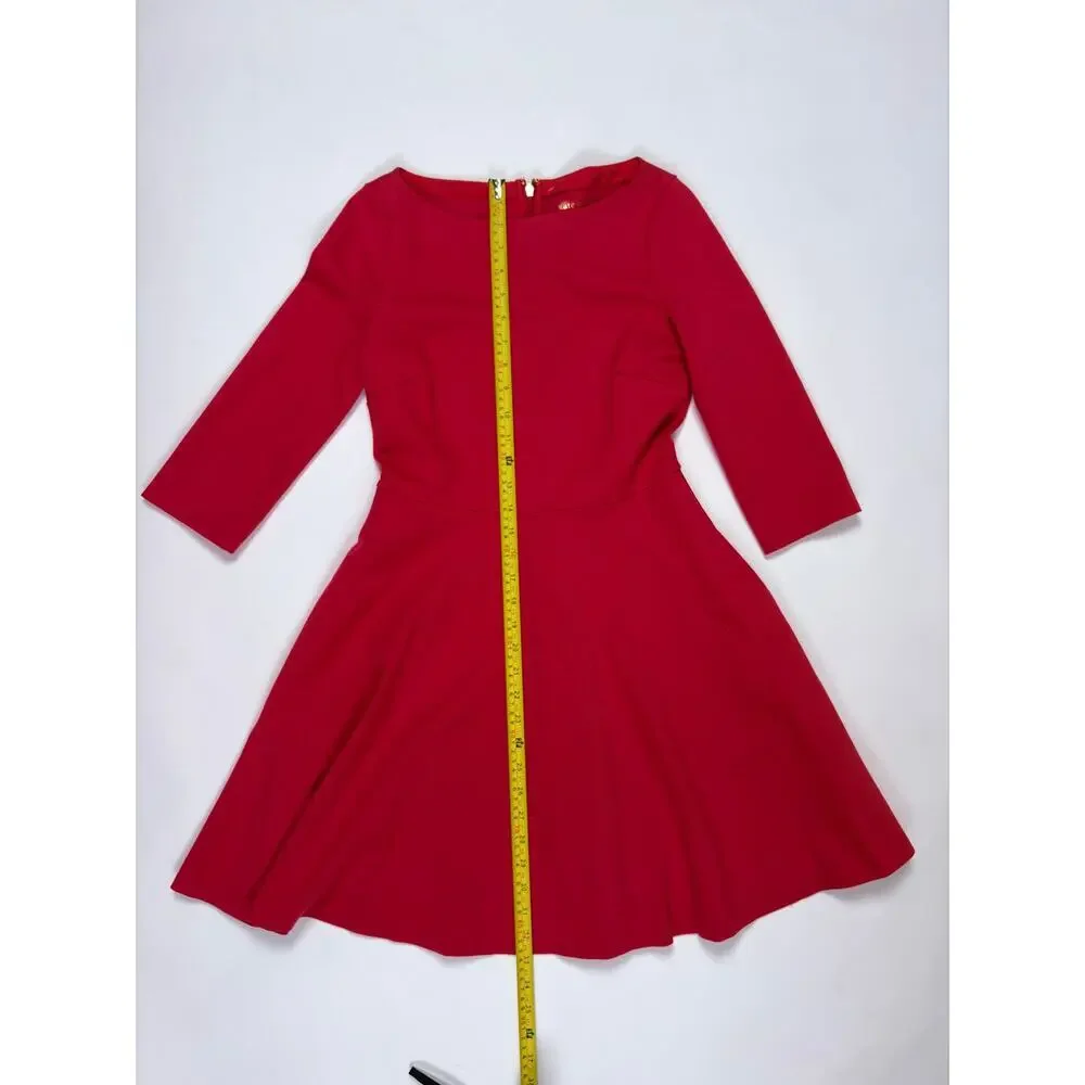 Kate Spade New York Red Fit & Flare Dress 3/4 Sleeve Pocket Dress XS $198 Retail